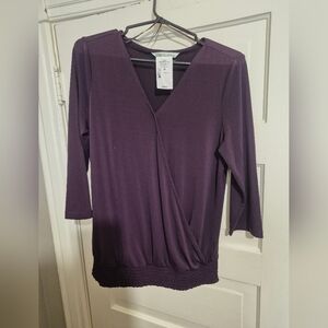 NWT Cleo Deep Purple V-Neck Blouse
